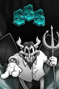 Black and white cartoon villain with a sinister grin, holding a trident