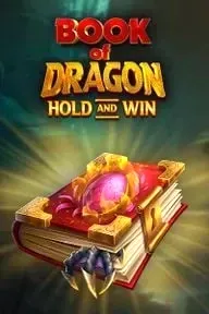 Book of Dragon Hold & Win slot game featuring a golden dragon emblem on a book