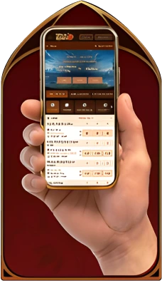 A person holding a smartphone displaying a betting or casino website